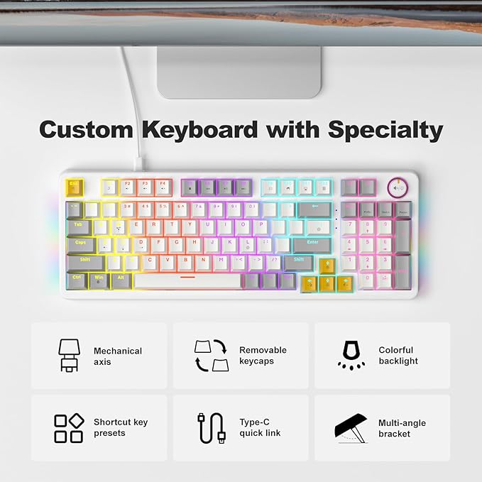 AK96 Smart Mechanical Keyboard Gaming, 96 Keys Full Size - Image 5