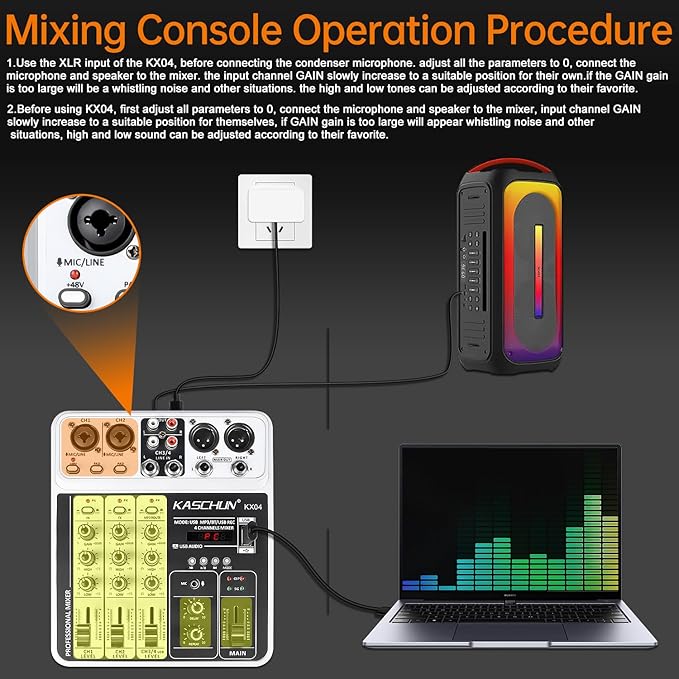 Professional 4-Channel DJ Audio Mixer, Podcasting, Live Streaming & Home - Image 7