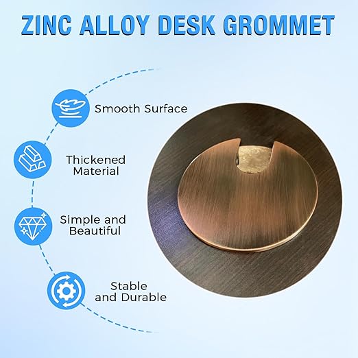 Desk Grommet 1-3/8", Desk Cord Hole Cover, Cable Grommet Metal Zinc Alloy - Image 2