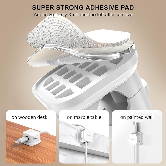6 Pack Magnetic Cable Clip Organizer Cord Holder, Picozon Adhesive Cable - Image 6