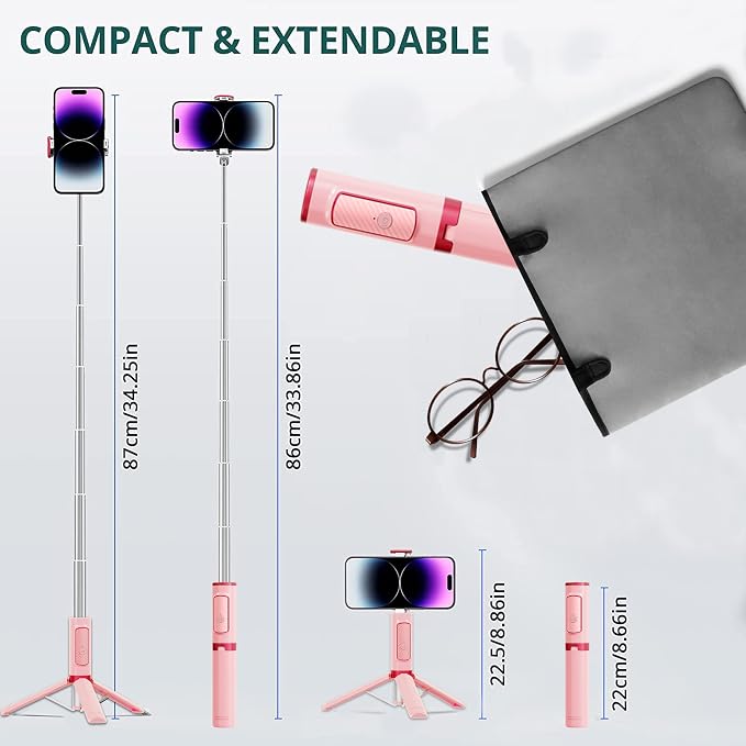 Selfie Stick, Foldable Cellphone Tripod - Image 2