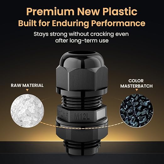QILIPSU 50pcs M12L Long Thread Cable Gland Waterproof IP68 Nylon Strain Relief - Image 3