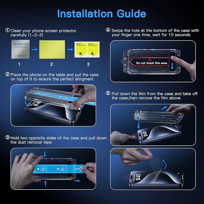 Uyiton Anti-Blue Light for iPhone 14 Plus/iPhone 13 Pro Max Screen Protector - Image 5