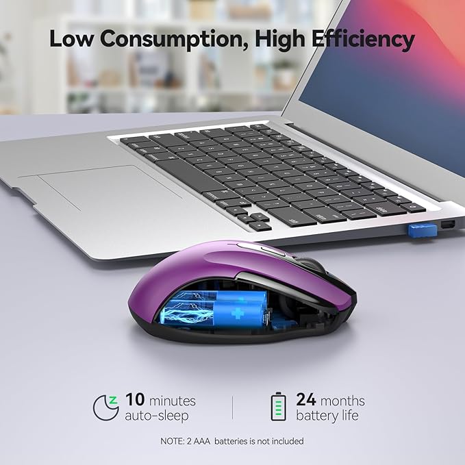 TECKNET Wireless Mouse, 2.4G Ergonomic Optical Mouse, Computer Mouse - Image 7
