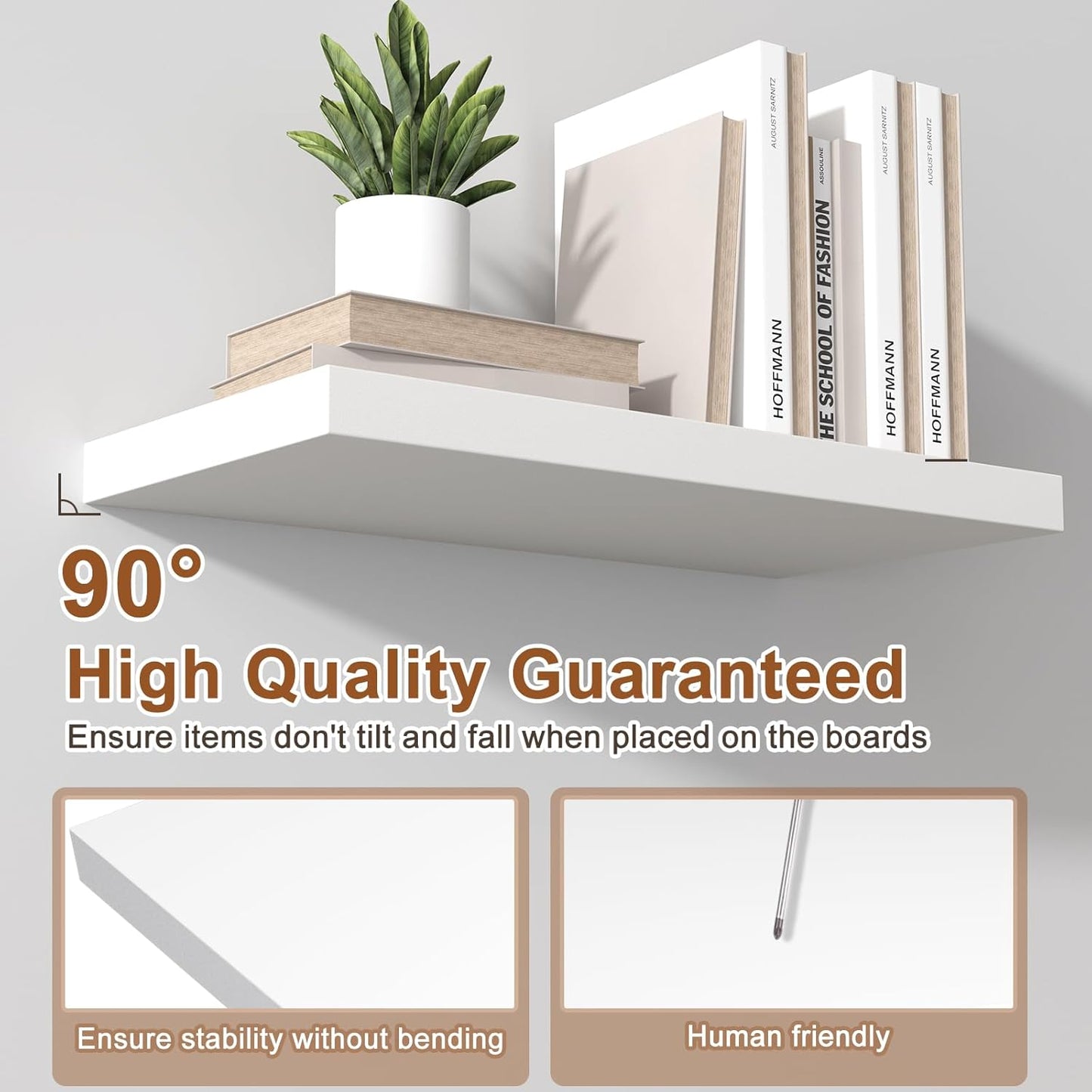 12 Inch Deep Floating Shelves for Wall 1 Pack White Floating Shelves Large Storage Space Wall Mount Shelf for Living Room Kitchen Bathroom 30" W x 12" D x 1.2" H White
