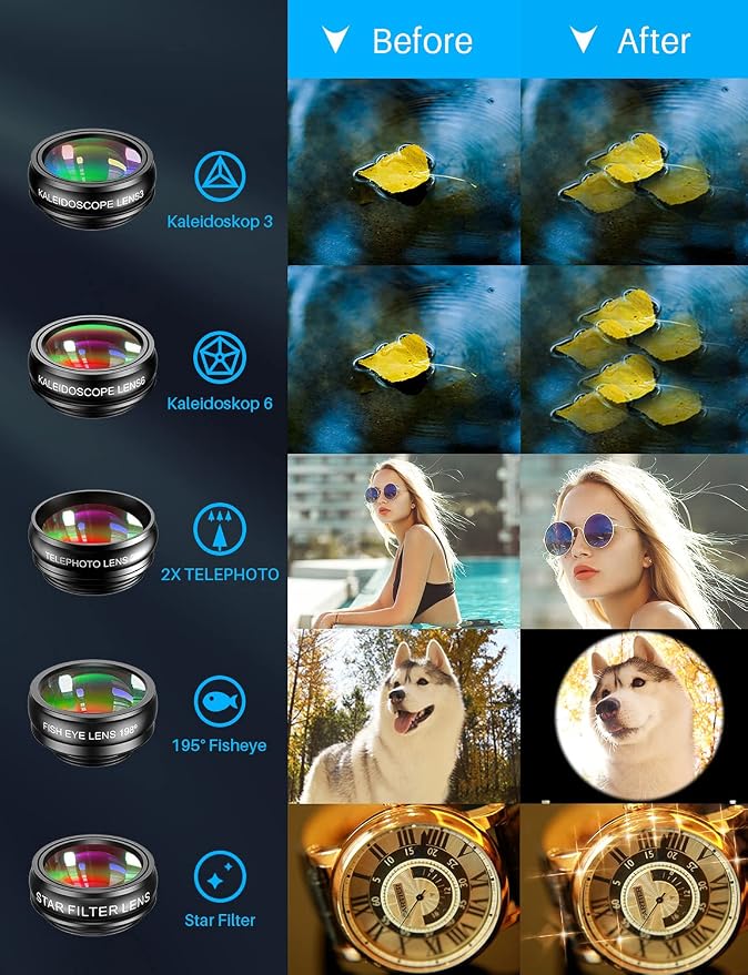10 in 1 Cell Phone Camera Lens Kit, Wide Angle Lens & Macro Lens+Fisheye - Image 5