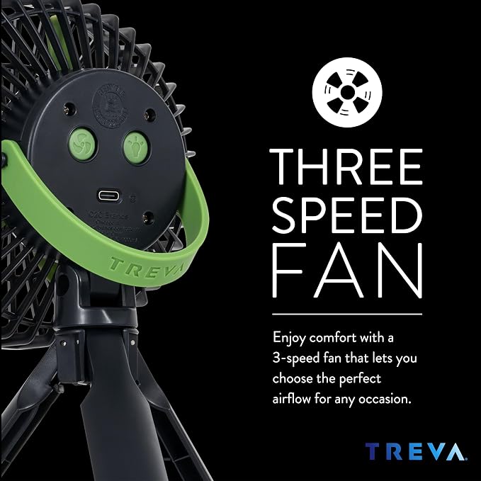 Treva 5 Inch Tripod Fan with Built-In Light and Attachable Phone Mount - Image 5