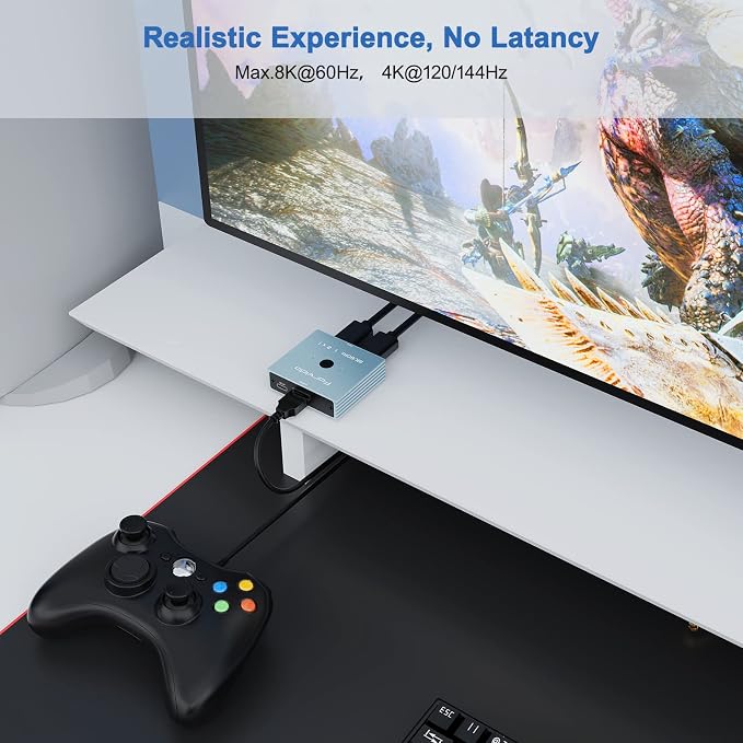 8K HDMI Switch 2 in 1 Out, 8K HDMI Splitter 4K 120Hz 1 in 2 Out - Image 3