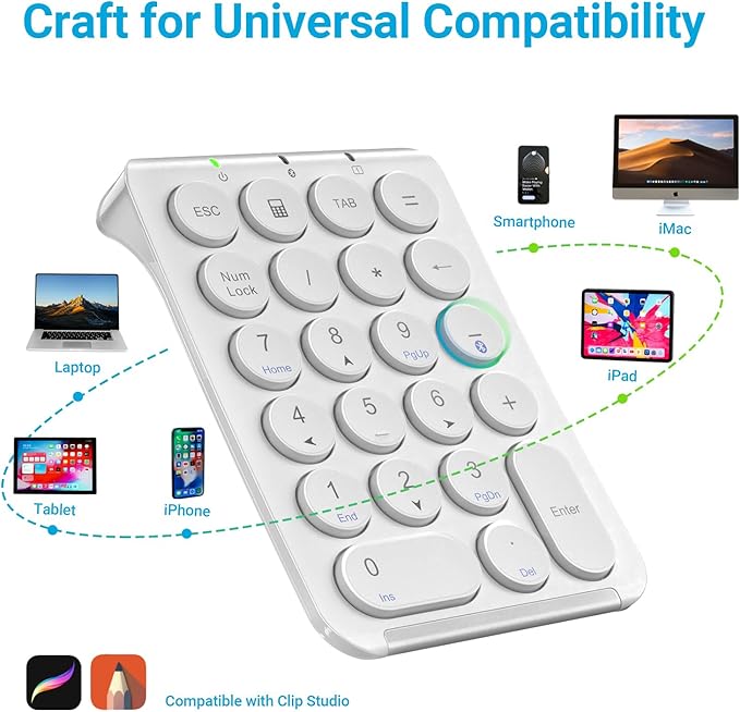 iClever Number Pad, KP08 Bluetooth Number Pad, Ultra Slim and Lightweight - Image 8