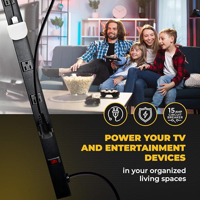 9 Black Verticle Outlets 6 Feet Power Cord Heavy Duty Metal Surge Protector - Image 6