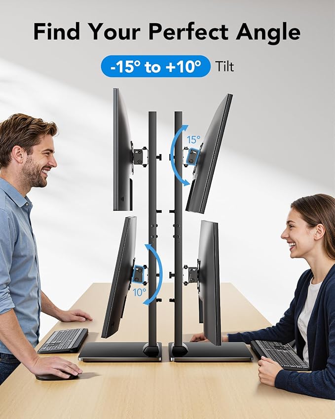 HUANUO Dual Monitor Stand for 13 to 34 Inch, Max Load 44 lbs, Vertical Monitor - Image 6