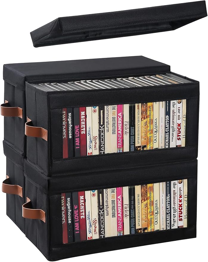 4 Packs DVD Storage Box with Visible Window, Dustproof DVD Case Holder by Coorganisers