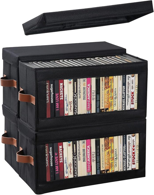 4 Packs DVD Storage Box with Visible Window, Dustproof DVD Case Holder by Coorganisers