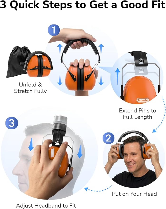 Dr.meter Noise Reduction Ear Muffs, Ear Protection Noise Cancelling Headphones - Image 9