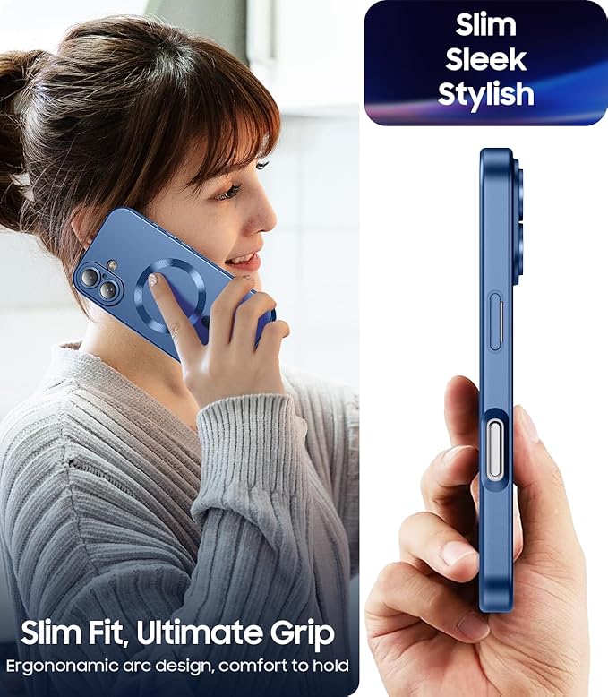 Magnetic for iPhone 16 Plus Case Slim Soft Silicone Bumper Shockproof Metallic - Image 7