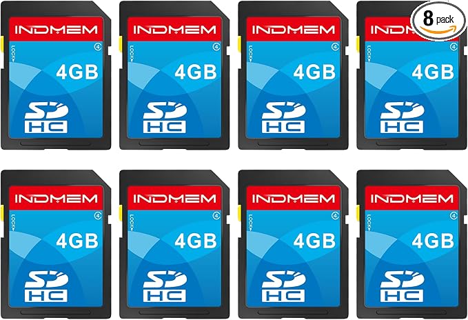 INDMEM SD Card 4GB, 8 Packs Class 4 4GB Flash Memory Card MLC Standard Secure by READYXIO
