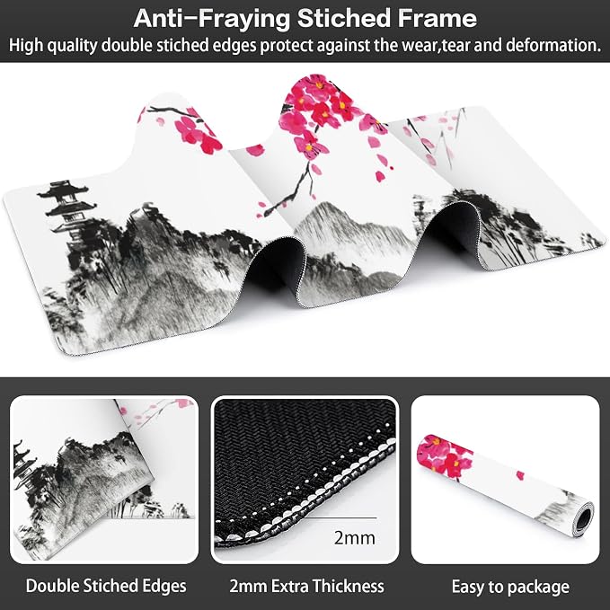 Chinese Ink Painting Desk Mat, Large Abstract Landscape Painting Gaming - Image 3