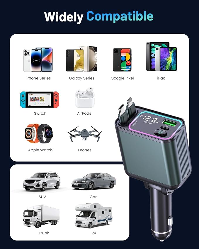 4 in 1 Retractable Car Charger - Image 4