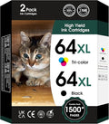 64XL Ink Cartridge for HP Ink 64 XL 64XL Black and Color Combo Pack High Yield by Fannster