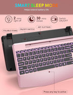 Wireless Keyboard with 7 Colored Backlits Wrist Rest, Phone Holder, - Image 7