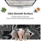 Black and White Marble Desk Mat, Large Marble Ink Texture Gaming Keyboard Mouse - Image 5