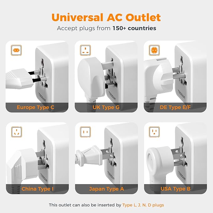 TESSAN Universal Travel Adapter, International Power Adapter - Image 5
