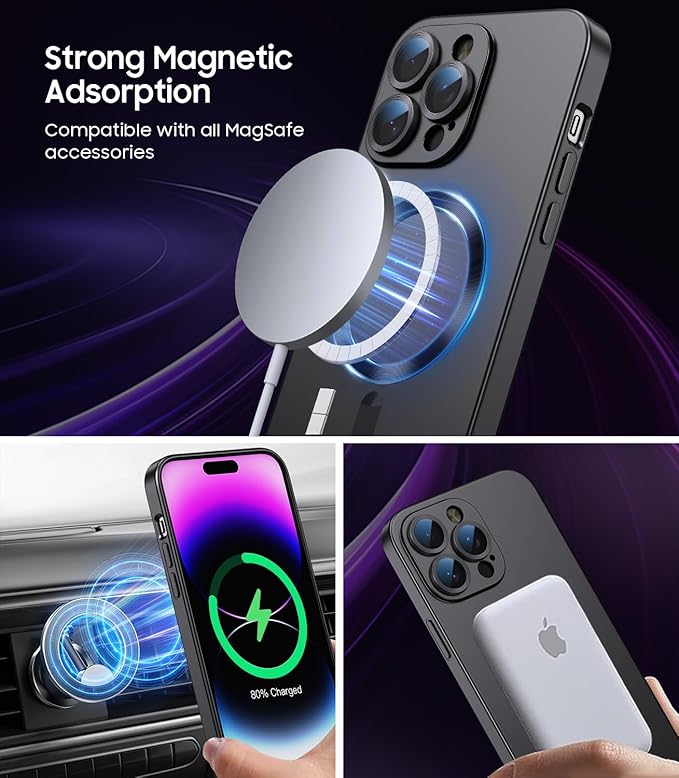 Magnetic for iPhone 14 Pro Max Case Slim Soft TPU Bumper Shockproof Metallic - Image 2