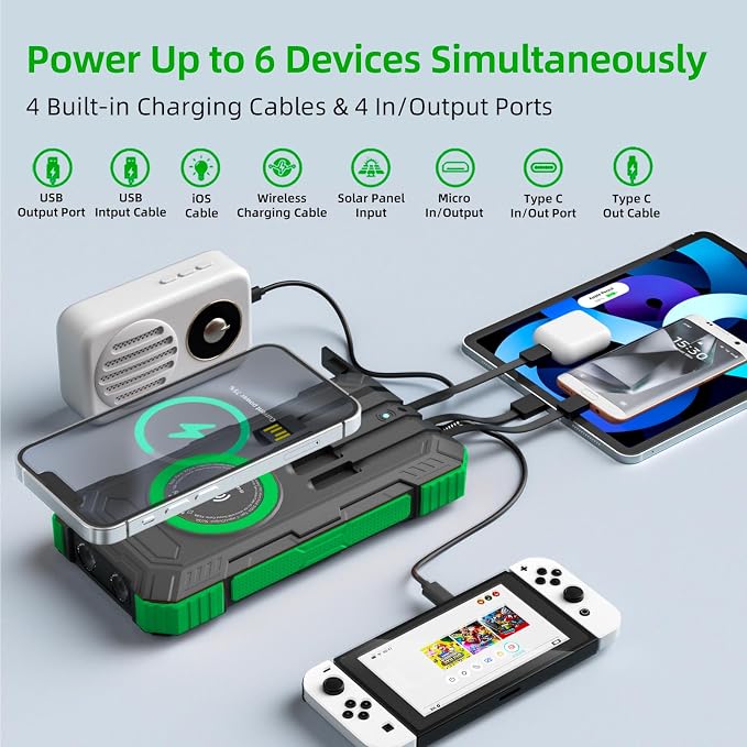 Solar Charger Power Bank 49800mAh Wireless Portable Phone Charger, 22.5W QC3.0 - Image 4