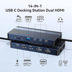 USB C Hub USB C Docking Station Dual Monitor14-IN-1 Triple Display Multiport - Image 2