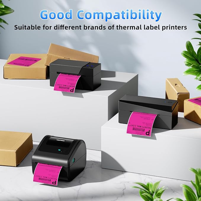 4x6 Thermal Labels, 1 Packs of 500 4x6 Fold Labels Rose Red - Image 3
