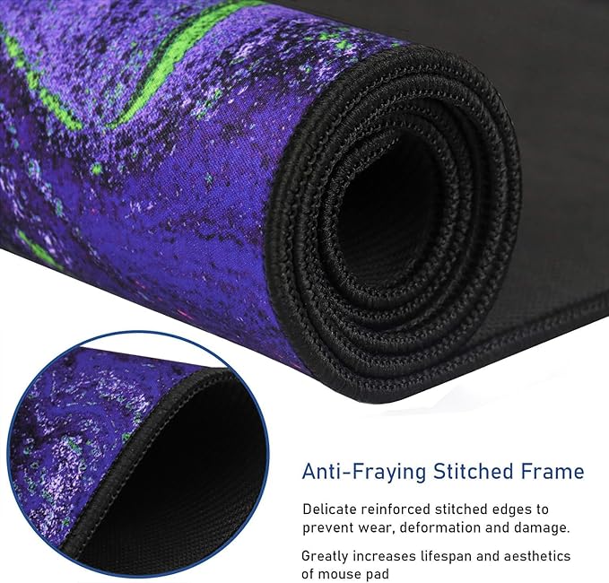 Large Mouse Pad with Stitched Edges, Durable Non-Slip Natural Rubber Base - Image 2