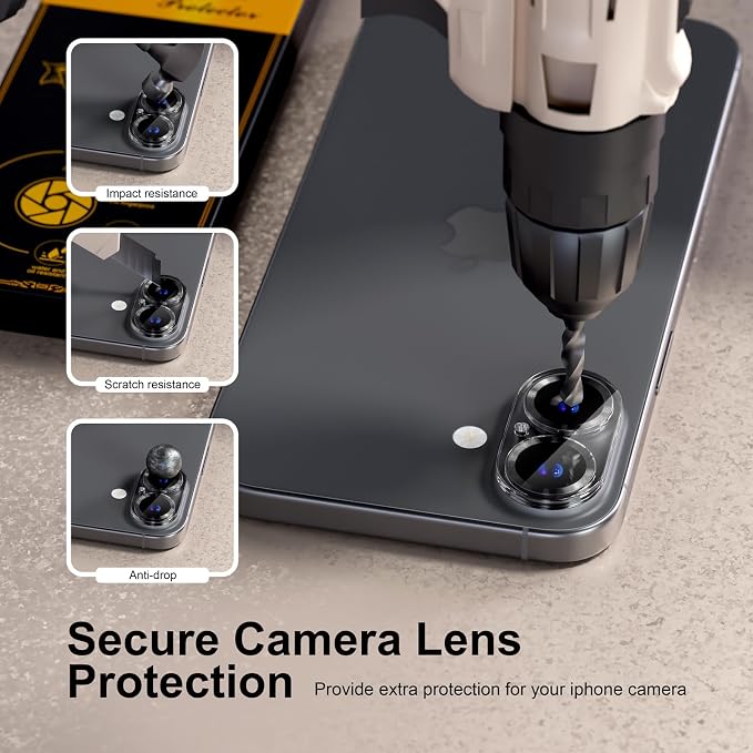 beuxece for 6 Pack iPhone 16 / iPhone 16 Plus Camera Lens Protector 9H Tempered - Image 4