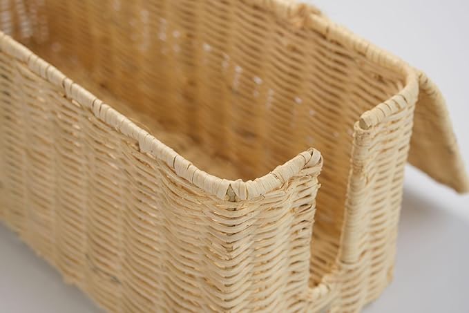 PEMAR Natural Rattan Wicker Cable Management Box, Cable Organizer, 2 Open Slots - Image 3
