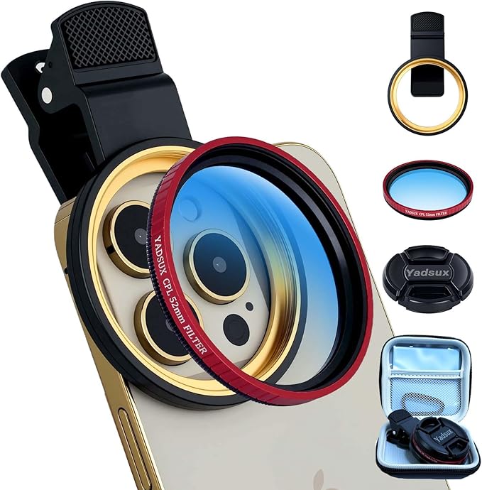 52mm Phone CPL Polarizer Lens Filter Kit, iPhone Camera Attachment, Compatible by Yadsux