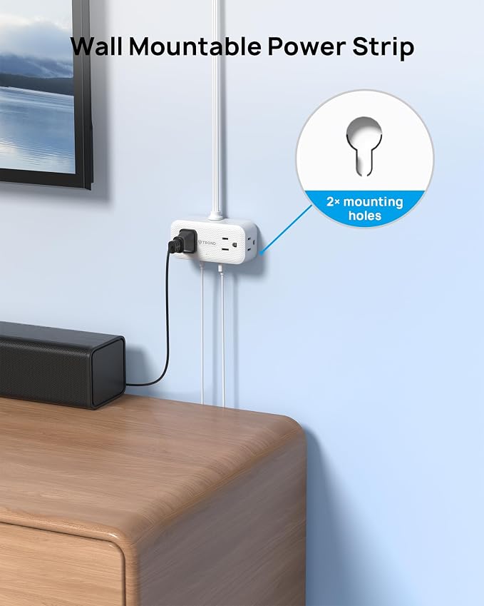 TROND 360° Rotating Flat Plug Power Strip, 10FT Extension Cord - Image 7