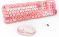 Wireless Keyboard and Mouse Combo, 104 Round Keys Full-Size Cute Colorful Pink by TT-FOPETT