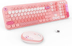 Wireless Keyboard and Mouse Combo, 104 Round Keys Full-Size Cute Colorful Pink by TT-FOPETT