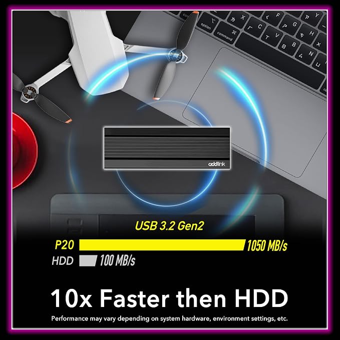 Addlink External Portable SSD 1TB P20 USB 3.2 Gen2 up to 1050MB/s, 3D TLC USB C - Image 2