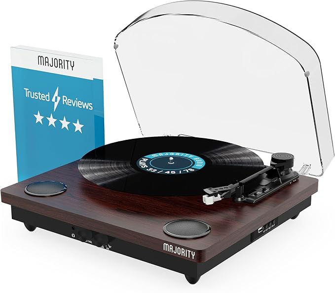 Vinyl Record Player with Bluetooth 5.3 in & Out | Record Player with Speakers & by Majority