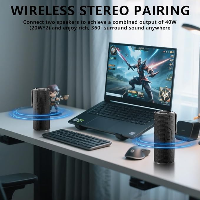 COOPERS Portable Bluetooth Speaker, Wireless Bluetooth Speaker, IPX5 Waterproof - Image 3