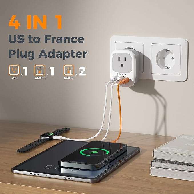 2 Pack Type E F Plug Adapter, TESSAN South Korea Outlet Adapter - Image 4