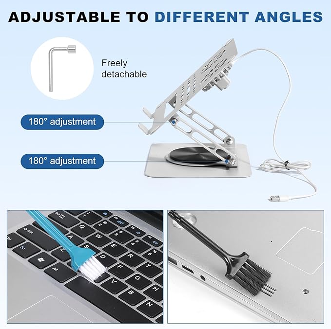 Laptop Cooling Pad with 2 Detachable Fans, Adjustable Height & Angle Stand - Image 4