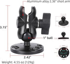 1" Ball Double Socket Arm with AMPS Hole Round Plate Base, Aluminum Alloy - Image 2