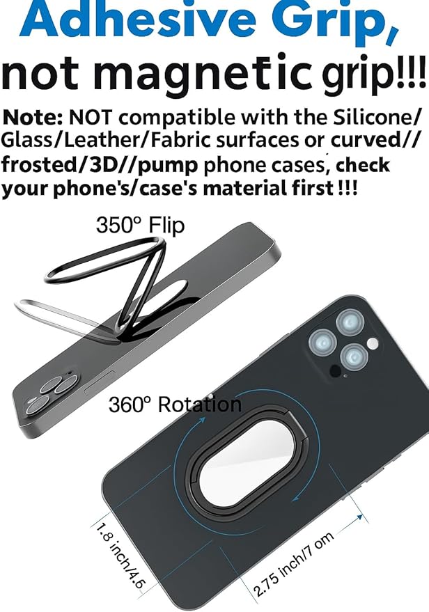 Phone Ring Holder Finger Kickstand, 360° Rotation Cell Phone Ring Holder Stand - Image 2