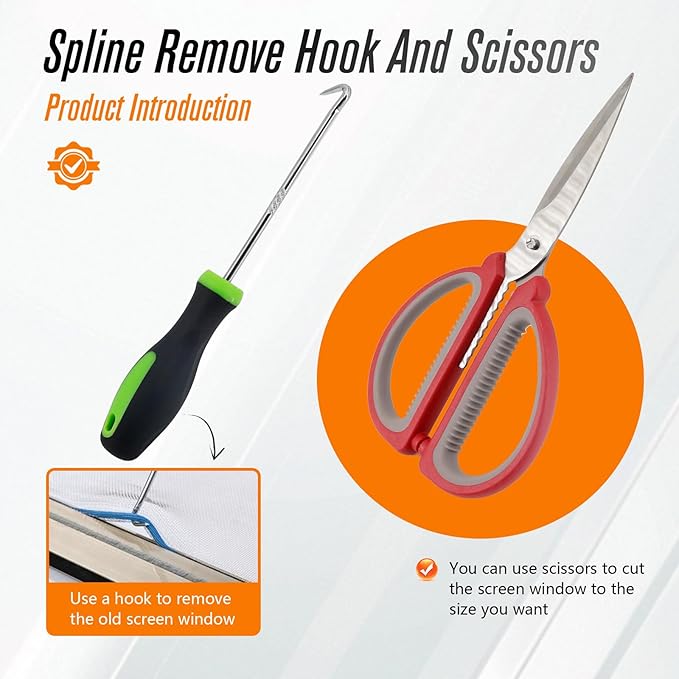 Screen Repair Tools, 6 in 1 Window Screen Installation Kit Include Screen - Image 6