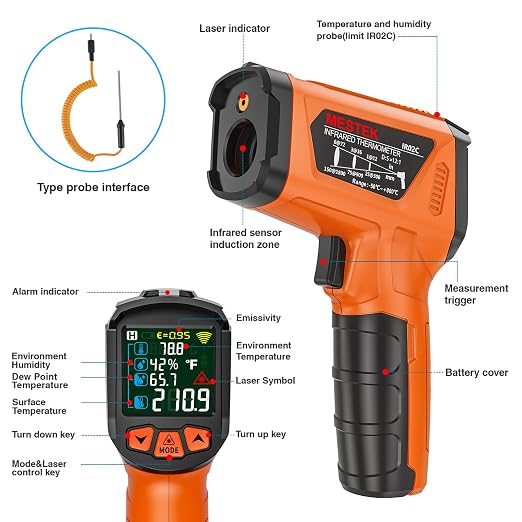 MESTEK Infrared Thermometer Gun, Non Contact Digital Laser Thermometer - Image 9