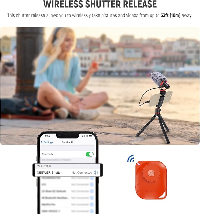 NEEWER Tripod for iPhone with Remote/Action Camera Mount Adapter/Phone Holder - Image 4