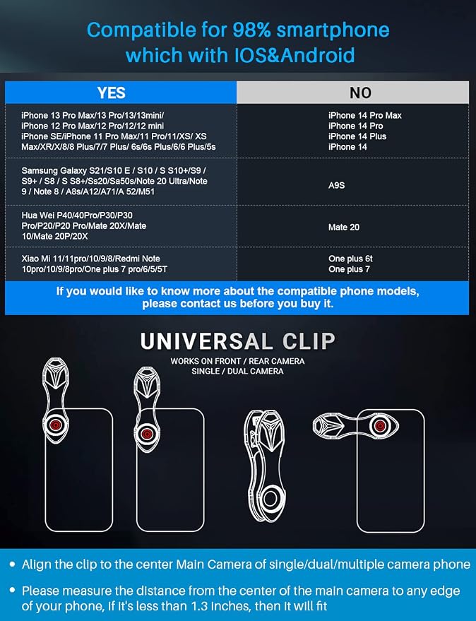 10 in 1 Cell Phone Camera Lens Kit, Wide Angle Lens & Macro Lens+Fisheye - Image 7