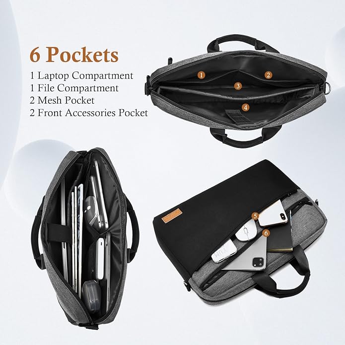 15 15.6 16 17 17.3 inch Laptop Computer PC Shoulder Bag Carrying Case, - Image 4