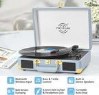 Vinyl Record Player 3-Speed Bass Control Bluetooth Suitcase Portable - Image 8